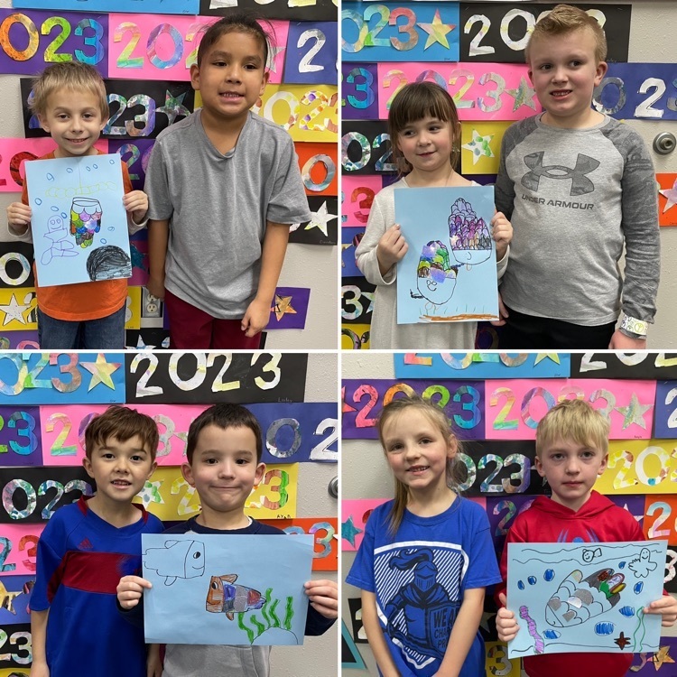 Mrs. Hisle’s Kindergarteners & Mrs. Wischropp’s 2nd Graders work on their rainbow fish for a Win-Win project! 